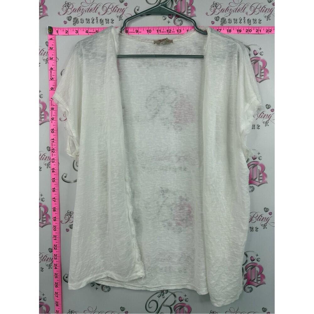 Bellambia cardigan tshirt Lightweight Open-Front Short-Sleeve Cardigan - White